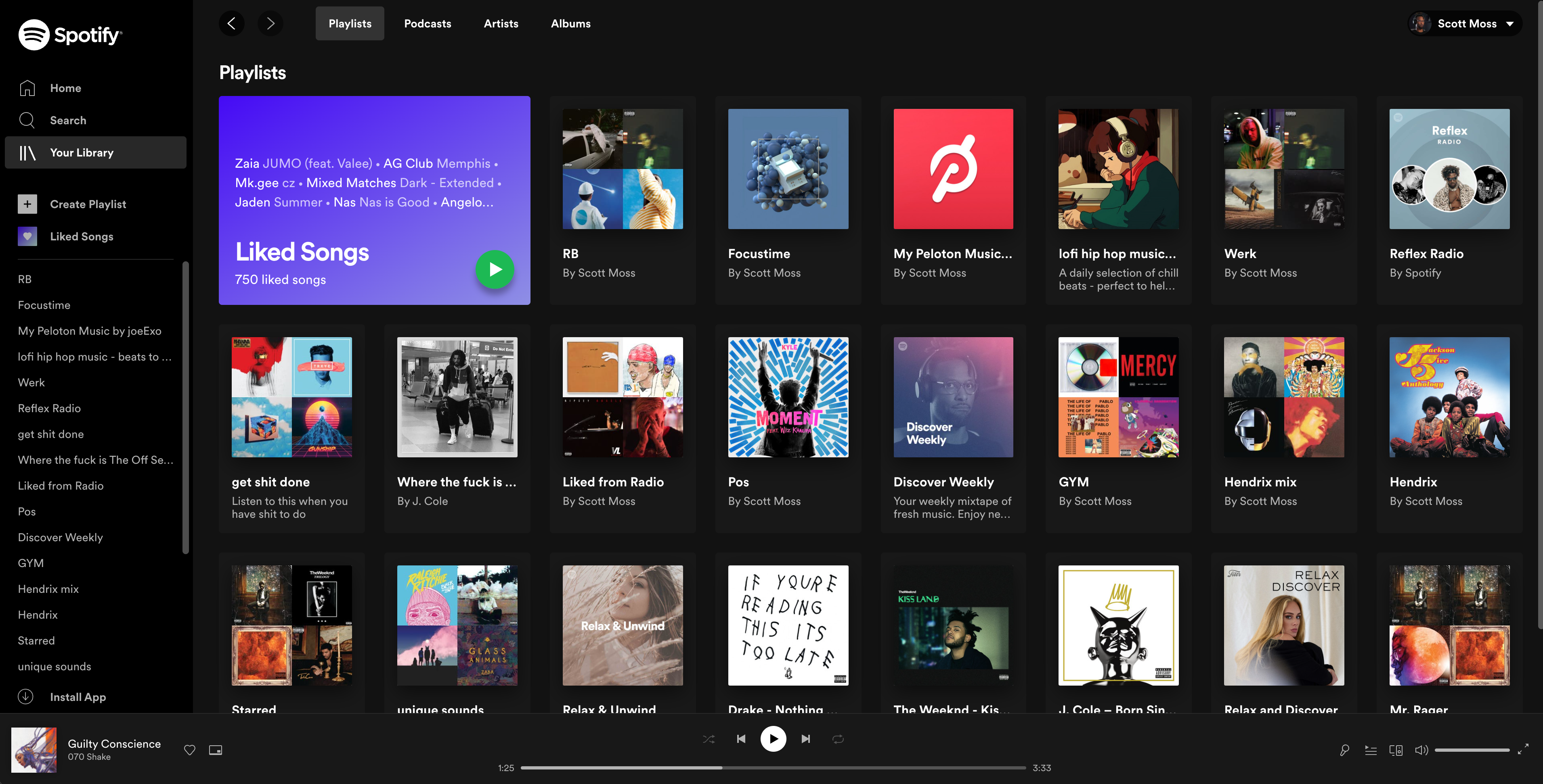 spotify app playlists page