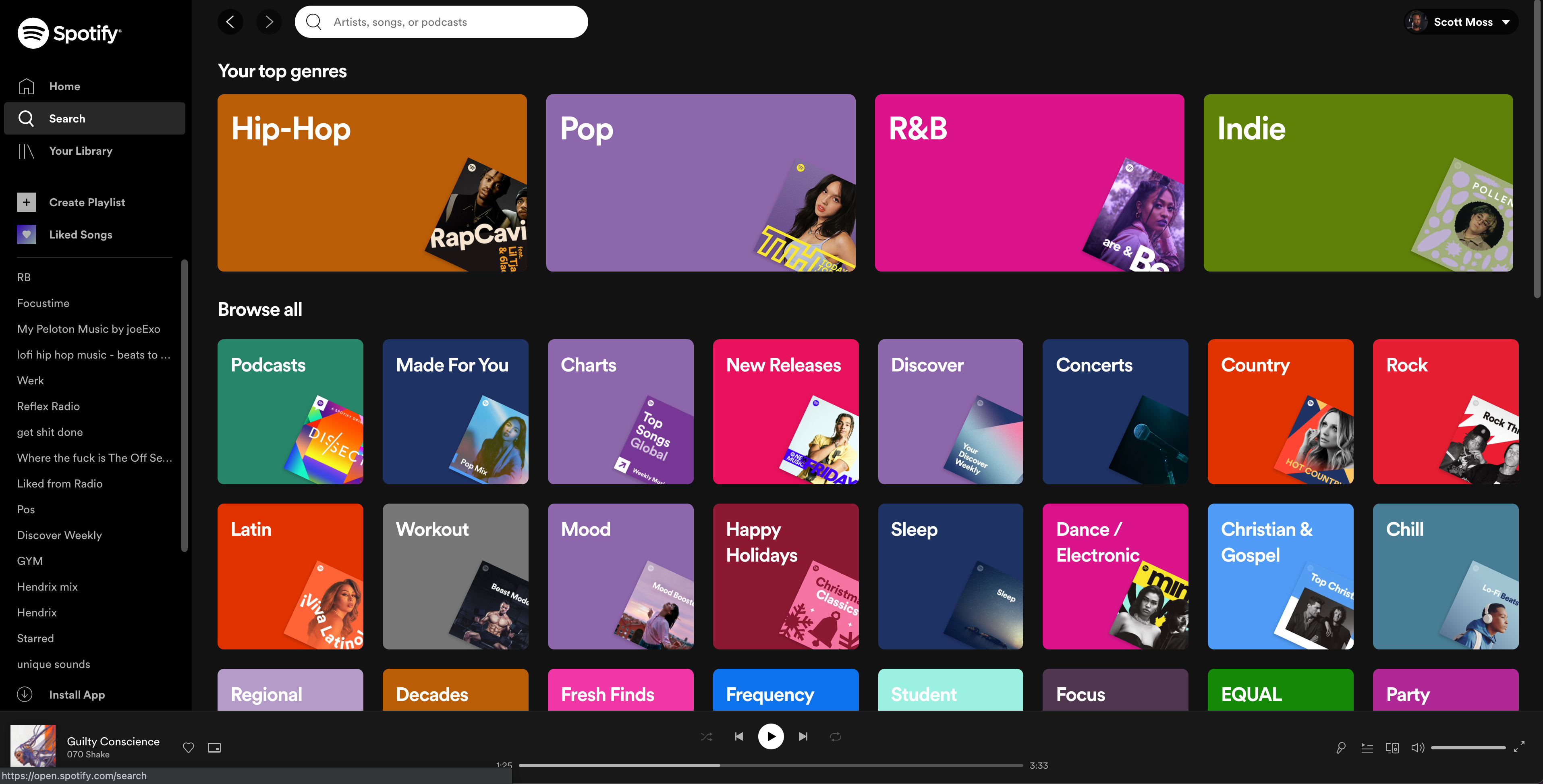spotify app genres page